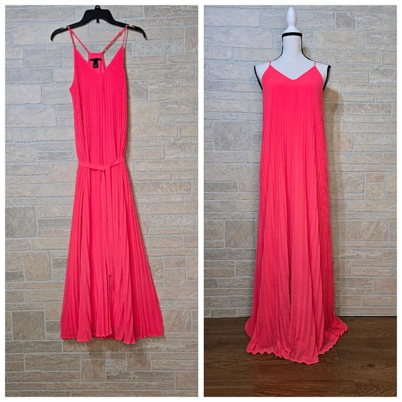 VICTORIA'S SECRET PINK Pleated MAXI Dress SLEEVELESS RACER BACK Knife Pleat - Picture 6 of 7